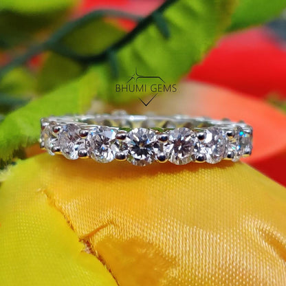3.5MM Round Cut Colorless VVS1 Moissanite Wedding Band Eternity Band Engagement Ring Conflict Jewelry Antique Vintage Solitaire Diamond