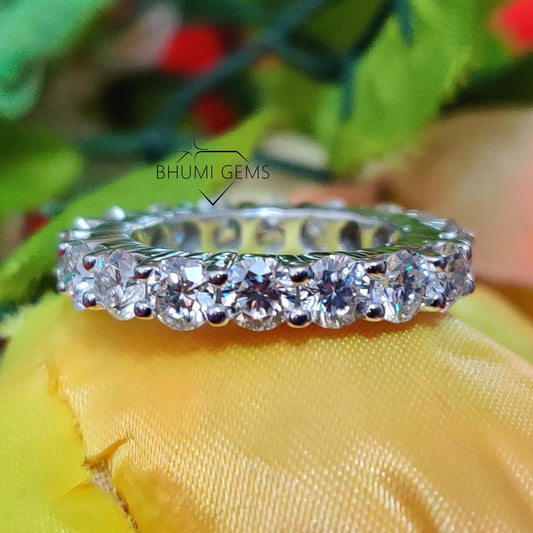3.5MM Round Cut Moissanite wedding band | Bhumi Gems