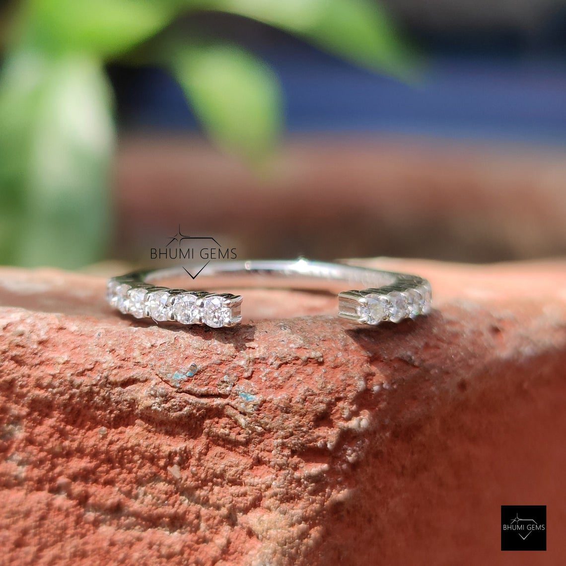 Open Half Colorless Eternity Moissanite Band