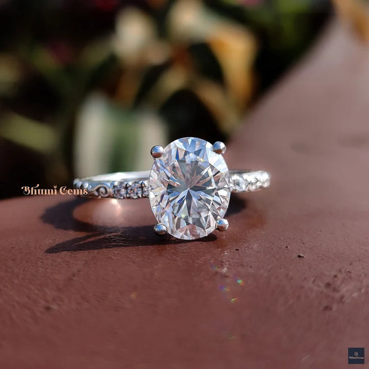 3CT Oval Cut Moissanite Engagement Ring
