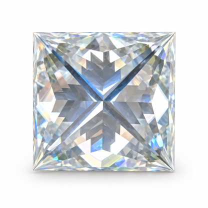 Princess cut VVS1 loose moissanite, pavilion view