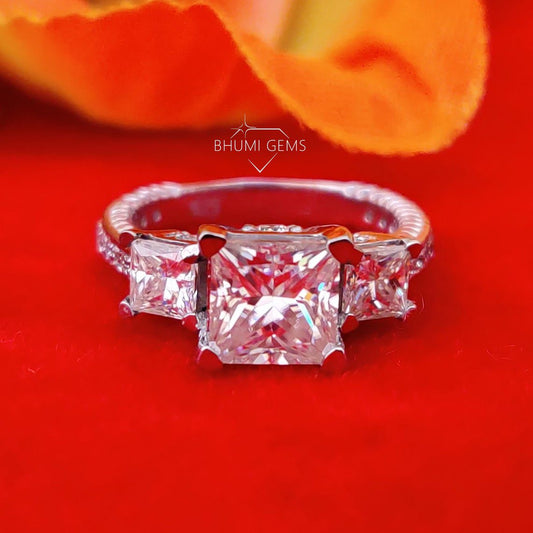 princess moissanite Three Stone Ring