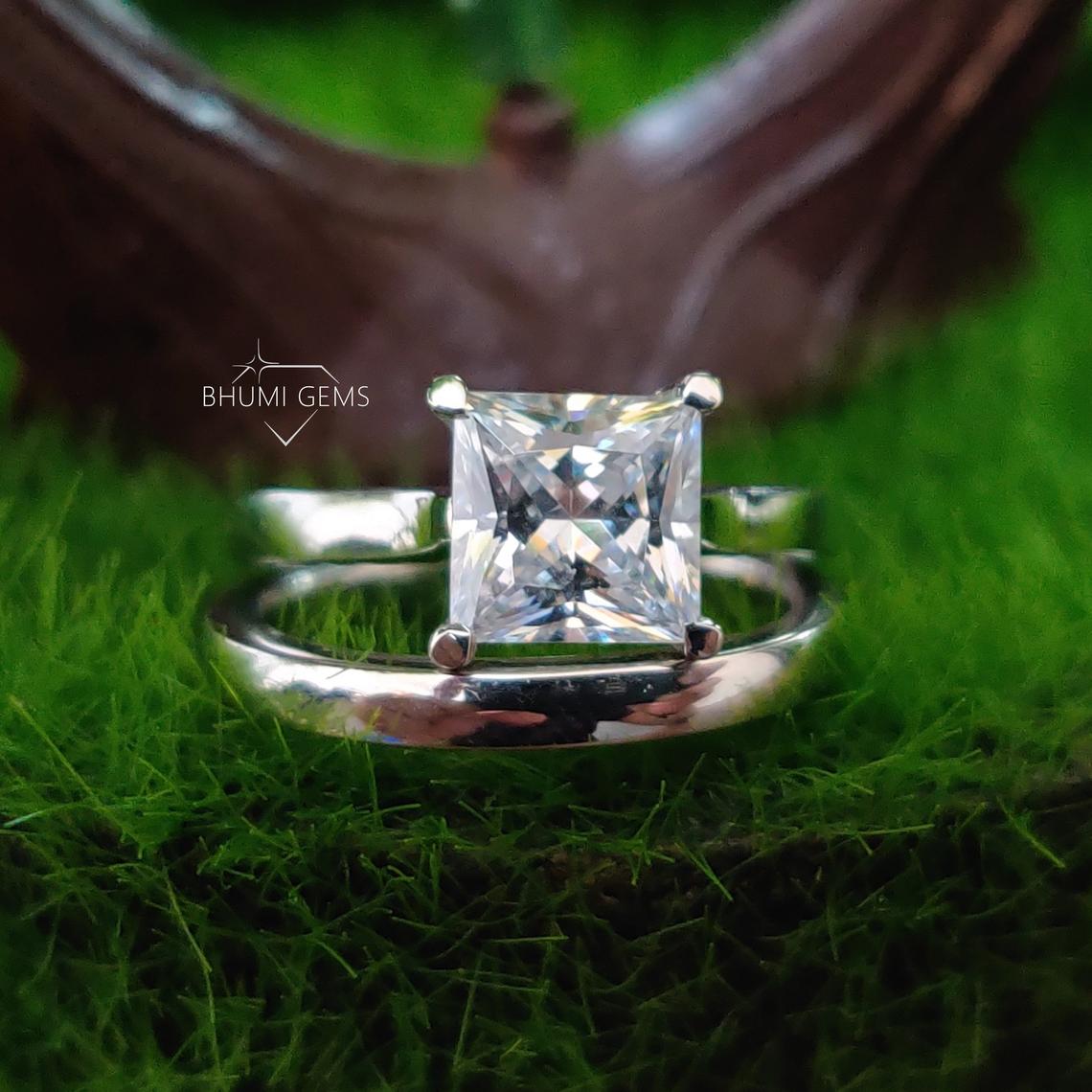 princess moissanite solitaire bridal set