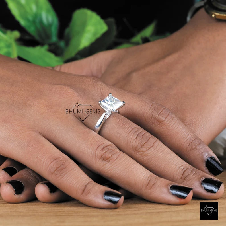 Princess Solitaire Moissanite Ring - view 3