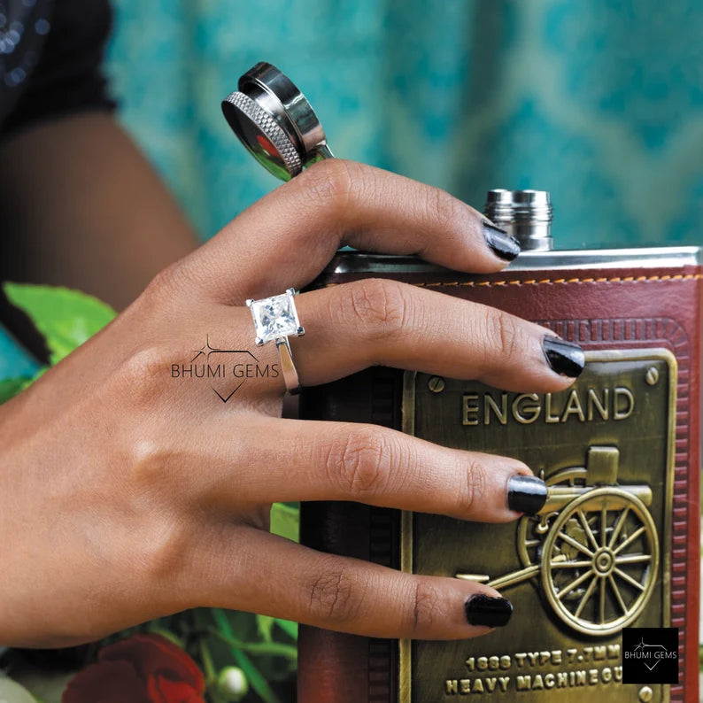 Princess Solitaire Moissanite Ring - view 6