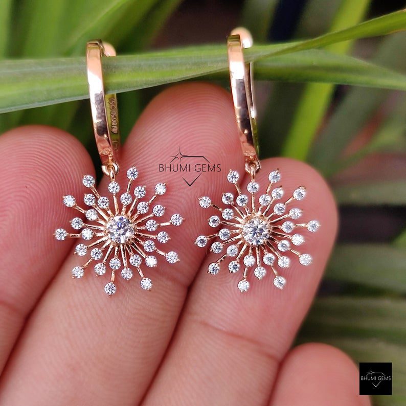 Antique Art Deco Round Moissanite Earrings - view 4