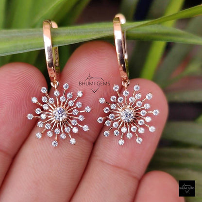 Antique Art Deco Round Moissanite Earrings - view 4