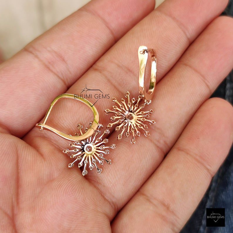 Antique Art Deco Round Moissanite Earrings - view 5