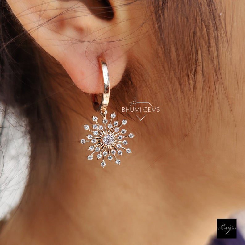 Antique Art Deco Round Moissanite Earrings - view 6