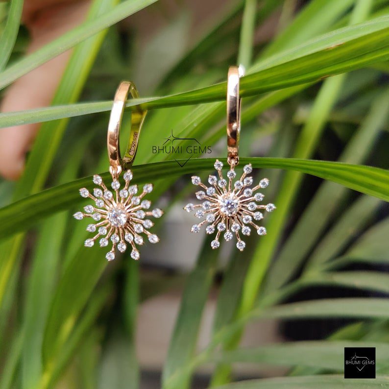 Round Cut Moissanite Dangle Drops Earrings