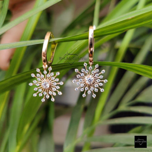 Round Cut Moissanite Dangle Drops Earrings