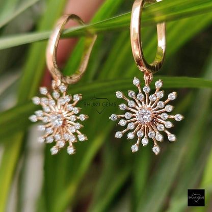 Antique Art Deco Round Moissanite Earrings - view 2