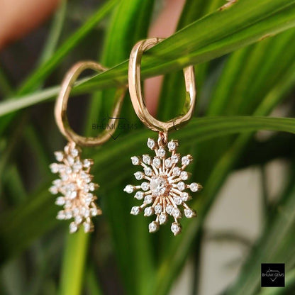 Antique Art Deco Round Moissanite Earrings - view 3