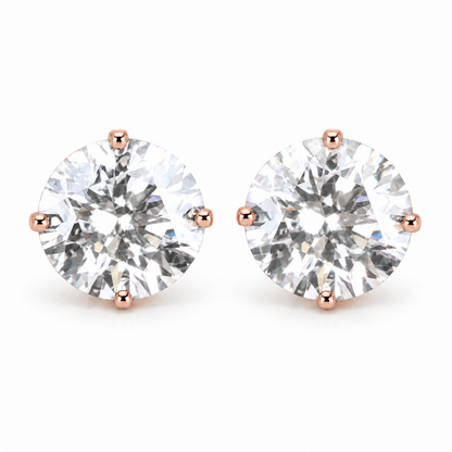 Round Moissanite Stud Earrings - Rose gold - front view