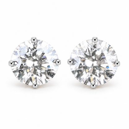 Round Moissanite Stud Earrings - White gold - front view
