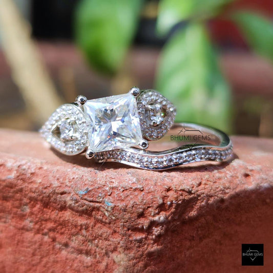 Princess Bridal Ring Set | Eternity Band | Wedding Ring Set
