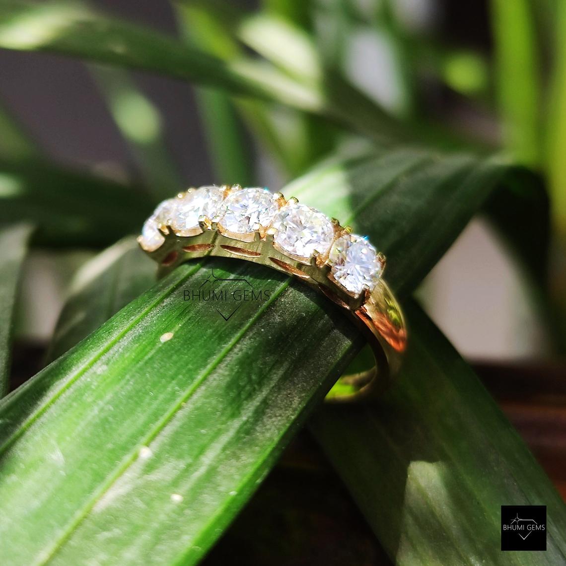 Unique 5 Stone Moissanite Ring