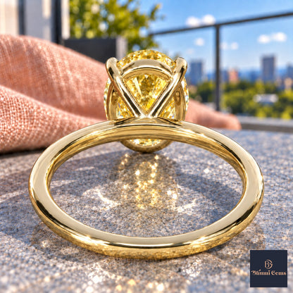 Yellow Oval Cut Lab Grown Diamond Engagement Ring - Six Prong Solitaire in yellow gold, gallery view