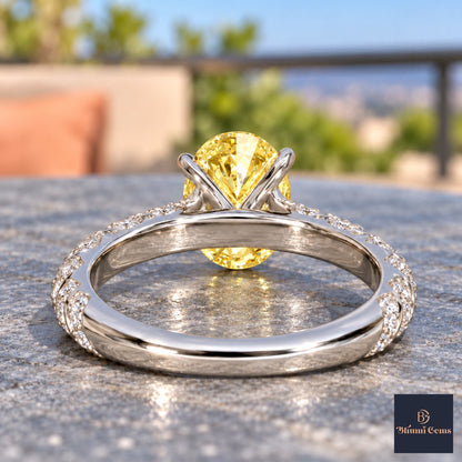 Yellow Oval Cut Lab Grown Diamond Engagement Ring - Twisted Rope Band in white gold, gallery view