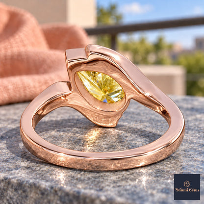 Yellow Pear Cut Lab Grown Diamond Engagement Ring - Wrap Bypass Solitaire in rose gold, gallery view