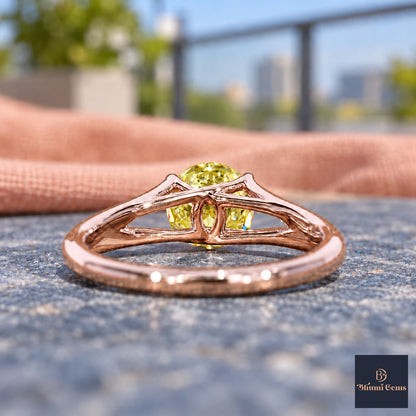 Yellow Round Cut Lab Grown Diamond Engagement Ring - Split Shank in rose gold, gallery view