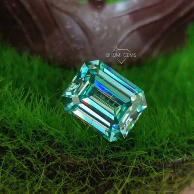 Blue Emerald Cut Loose Stone | Loose Moissanite Gemstone