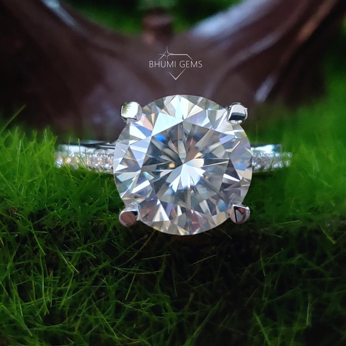 Bhumi Gems | Round Cut Colorless Moissanite Engagement Ring