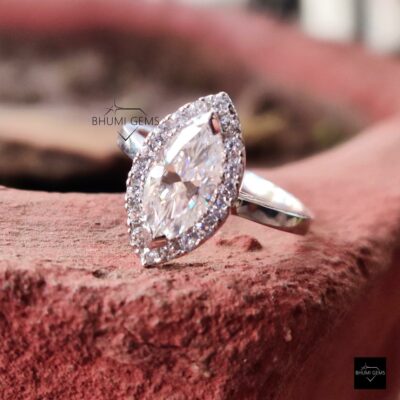 1.39TCW Marquise Cut Moissanite Wedding Ring | Bhumi Gems