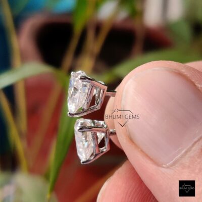 Trillion Cut Earrings | Stud Wedding Colorless Earrings