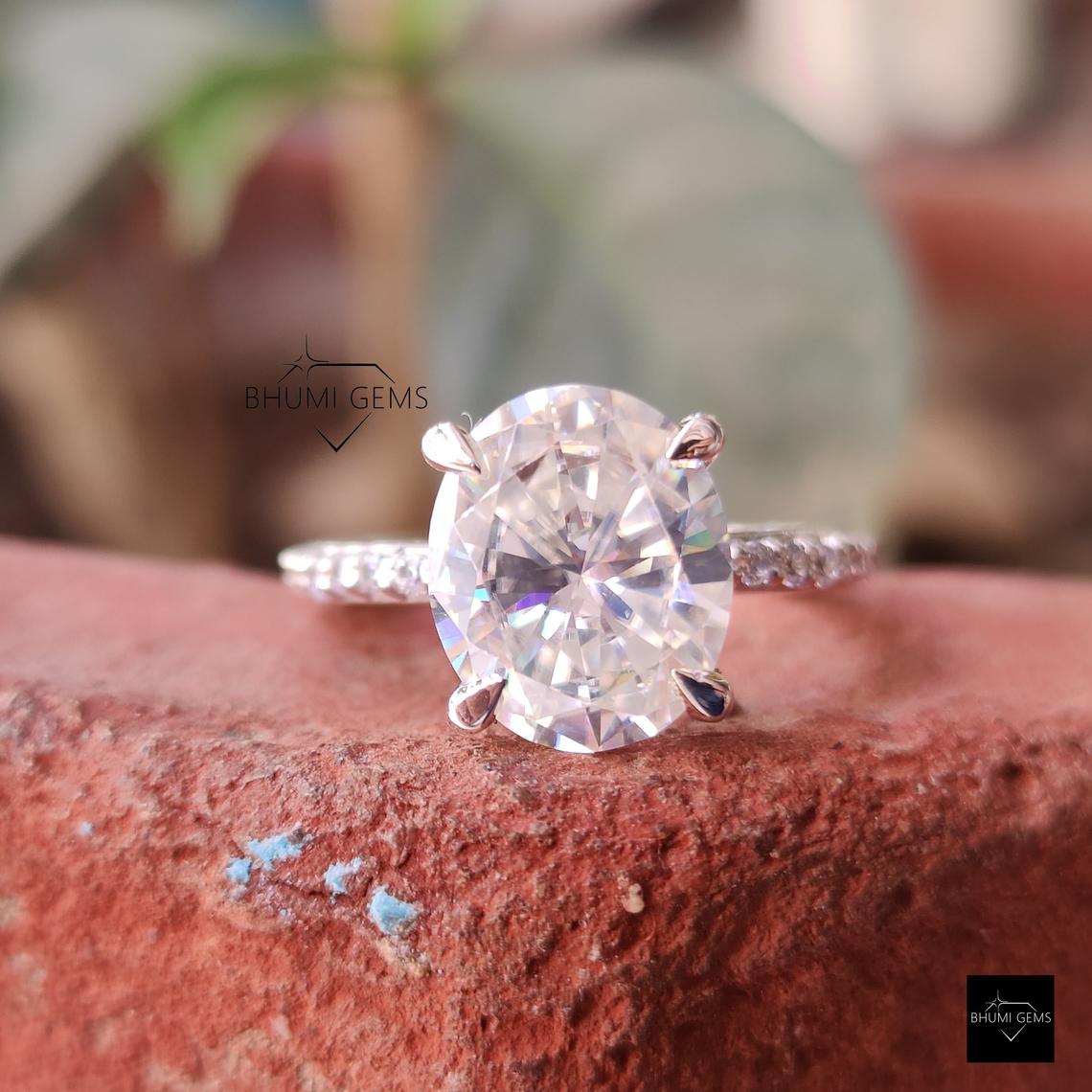 4.42TCW Oval Moissanite Engagement Ring | Vintage Gift
